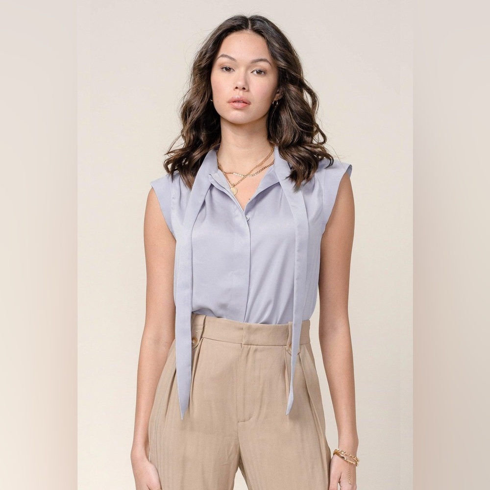 Greylin Collection Annette Bowtie Sleeveless Blouse